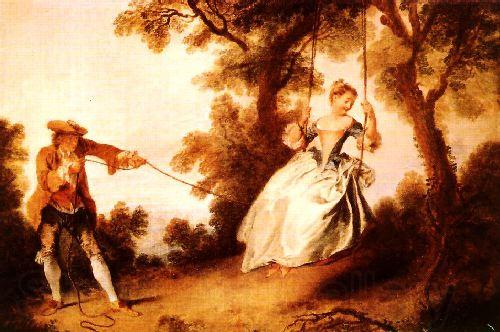 Nicolas Lancret Woman on a Swing Norge oil painting art